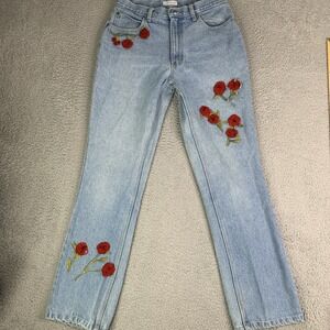 Embroiderd Flower Body Jeans Northwest Blue Women's 27 Boho Hippie
